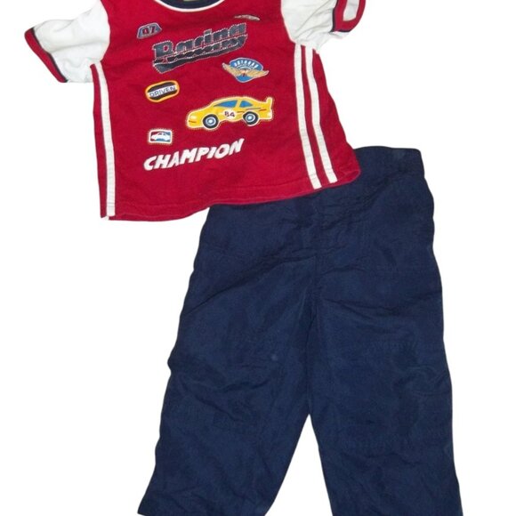 Boys Navy Blue and Red RACING Top and Athletic Pants Size 24 months - Picture 2 of 4